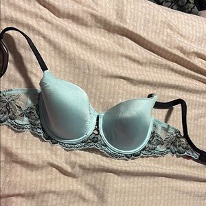 Lace Trim Light Blue Bra